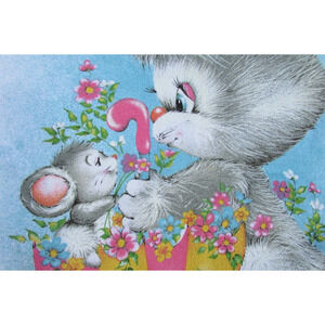 Island Fun Kawaii Beach Towel Kitten Mouse Butterflies Graphics Cotton Vintage